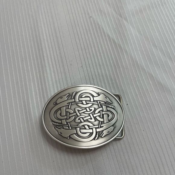 CeltBelt Belt Buckle Fox Hound Head Vintage Silvertone Silver Tone Celt - Picture 1 of 6